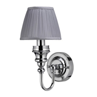 Burlington LED Bathroom Ornate Wall Light with Chrome Base & Silver Chiffon Shade